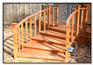 Curved handrail - front entrance to Arkwood Cottage by Sam Davis